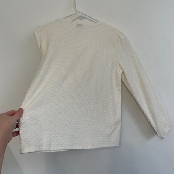 J. CREW FACTORY Long Sleeve Clip Dot Top Cream Ivory Off White ? Textured Blouse - Picture 13 of 13